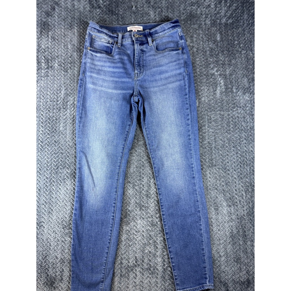 Lucky Brand Skinny Jeans Womens 8/29R Blue Denim Stretch Light Wash Whiskering